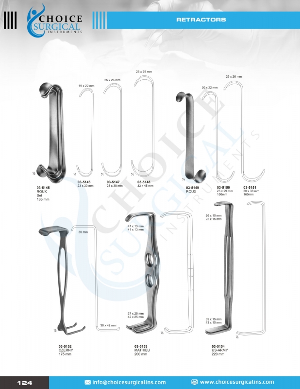 Hooks, Retractors, Spatulas, Spreaders, Abdominal Retractors